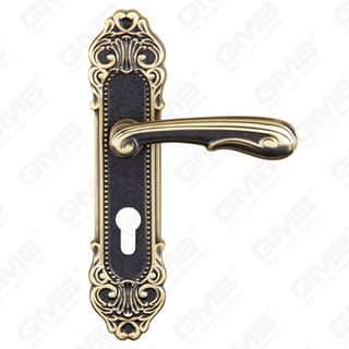 Brass Handles Wooden Door Hardware Handle Lock Door Handle on Plate for Mortise Lockset (B-PM9080M-CF)