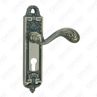 Door Handle Pull Wooden Door Hardware Handle Lock Door Handle on Plate for Mortise Lockset by Zinc Alloy or Steel Door Plate Handle (ZM412105-DAB)