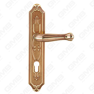 Brass Handles Wooden Door Hardware Handle Lock Door Handle on Plate for Mortise Lockset (B-PM8577L-OG)