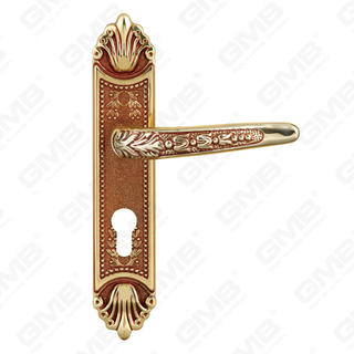 Brass Handles Wooden Door Hardware Handle Lock Door Handle on Plate for Mortise Lockset (B-PM8476M-OG)