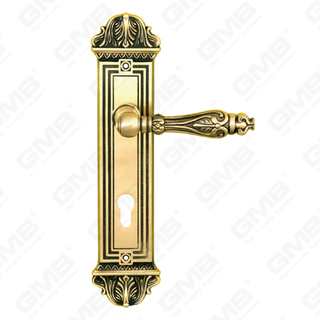 Brass Handles Wooden Door Hardware Handle Lock Door Handle on Plate for Mortise Lockset (B-PM9386-CF)