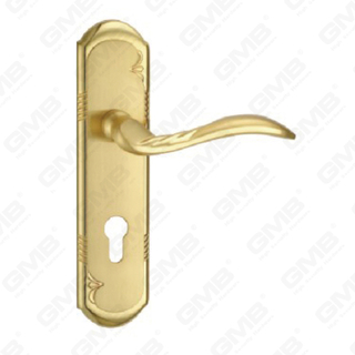 Door Handle Pull Wooden Door Hardware Handle Lock Door Handle on Plate for Mortise Lockset by Zinc Alloy or Steel Door Plate Handle (ZM83238-GSB GPB)
