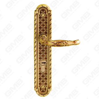 Brass Handles Wooden Door Hardware Handle Lock Door Handle on Plate for Mortise Lockset (B-PM2306-OG)
